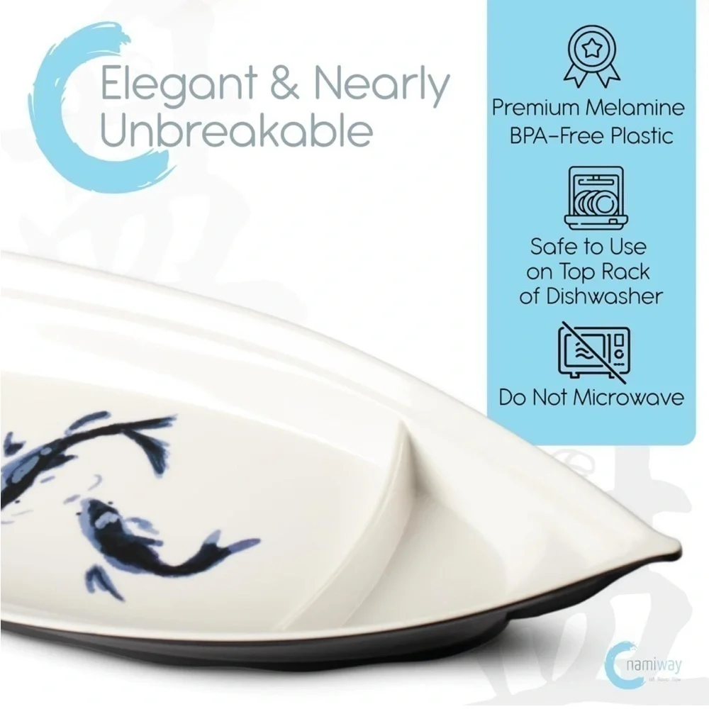 Brand New Sushi Boat Plates Set of 2 Elegant Serving Trays Top Dishwasher Safe